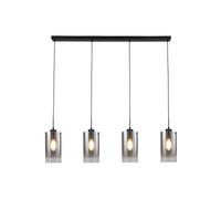 Freelight Lampada a sospensione Ventotto, nero/fumo, lunghezza 125 cm, a 4 luci. Freelight