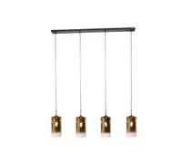 Freelight Lampada a sospensione Ventotto, nero/oro, lunghezza 125 cm, a 4 luci. Freelight