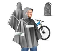 freemind Poncho antipioggia per bicicletta in materiali riciclati, per uomo e donna, impermeabile, antivento, traspirante, unisex, con riflettore, grigio, grigio., M
