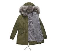 Freenfitmall Cappotto invernale da donna Addensare Cotone Trapuntato Pelliccia Parka Con Cappuccio Caldo Pile Giacca Donna Outerwear Piumino, Verde militare, L