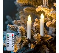 FREEPOWER 30 candele a LED per albero di Natale, 15 m, con telecomando, timer tremolante, luce bianca calda, dimmibili, a batteria, per esterni, impermeabili
