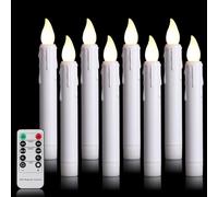 FREEPOWER 8 Candele LED Bianche con Telecomando Timer Fiamma Tremolante, Luce Bianca Calda, Dimmerabili, Funzionamento Batteria, Halloween Natale Decorazione, 2 x 17cm