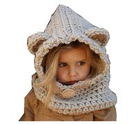 Freesiom Cappello Berretto Invernale Bambino e Sciarpa Volpe Cappelli Maglia Ragazze Ragazzo dell'orecchio Regalo Divertente 2-8 Anni Beige
