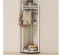 Freestanding Corner Coat Rack Carbon Steel Entryway Storage Shelf for Mudroom Camera da letto Soggiorno Heavy Duty Hanging Rack con Gancio per Vestiti Borse Scarpe Spazio Risparmio Home Organizzazione