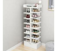 Freestanding Shoe Rack for Entryway - Corner Shoe Storage Tower with Bottom Drawer Space-Saving Design for Small Hallways (White 40x20x122cm/16x9.4x48in)