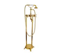 Freestanding Vasca da Bagno Rubinetto da Bagno Montato a Pavimento Doppia Cross Maniglia Calda e Fredda in Ottone Freestanding Bath Mixer Rubittetti, Oro Rosa