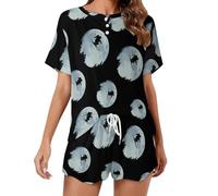 Freestyle-Skiing Full Moon Set pigiama da donna camicia a maniche corte e pantaloncini 2 pezzi loungewear indumenti da notte, Stile:, M