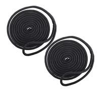 FreeTec 2 pezzi Cima per barche in nylon, corda parabordi, corda di ormeggio, corda di ancoraggio con occhiello, diametro 12 mm, lunghezza 6 m, colore nero