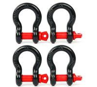 FreeTec 4 Pezzi Grillo Traino, 3/4" 4,75t Arco Acciaio Grilli con Perno, Grande Grillo Sollevamento Traino Grilli Fuoristrada Recupero 4x4 per Catena Cinghia Auto Camion (Rosso e Nero)
