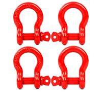 FreeTec 4 Pezzi Grillo Traino, 3/4" 4,75t Arco Acciaio Grilli con Perno, Grande Grillo Sollevamento Traino Grilli Fuoristrada Recupero 4x4 per Catena Cinghia Auto Camion (Rosso)