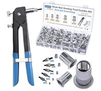 FreeTec 436Pz Rivettatrice per Inserti Filettati, M3 M4 M5 M6 M8 Kit Rivettatrice Manuale Dadi Filettati, Pinza Pistola Rivetti Filettati con Mandrini per Riparazione Mobili Rimorchio Auto Telaio Tubi