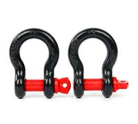 FreeTec Grillo Traino 4x4, 3/4" 4,75t Arco Acciaio Grilli con Perno, 2 Pezzi Grande Grillo Sollevamento Traino Grilli Fuoristrada Recupero per Catena Cinghia Auto Camion (Rosso e Nero)