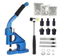 FreeTec Kit di punzonatura per occhielli, macchina per occhielli da 6/10/12 mm, resistente, con 3 matrici, 1500 occhielli in argento e perforatrice, set per teloni, tende, tessuti in pelle, cinture
