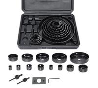 FreeTec - Kit per sega a 16 fori in acciaio per cerchi in metallo, punta tonda in lega di legno, 19-127 mm