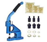 FreeTec Occhielli Macchina a Pressione, Occhiellatrice Manuale Con 3 Matrici (6/10/12mm) e 1500 Occhiello Dorato per Teloni Tessuti Vestiti Cinture Borse