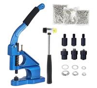 FreeTec Occhielli Macchina a Pressione, Occhiellatrice Manuale Con 3 Matrici (6/10/12mm) Punzoni di Foro e 1500 Occhiello Metallici per Teloni Tessuti Vestiti Cinture Borse