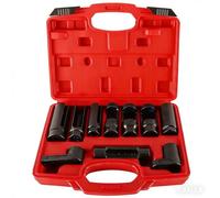 FreeTec Set di 10 chiavi per sonde lambda, 22 mm, 27 mm, 29 mm, dadi per sonde lambda da 1/2" 3/8", set di chiavi a bussola per smontaggio sonda lambda auto (rosso)