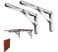 FreeTec Staffe Pieghevoli 300mm, 2 pezzi Staffa Pieghevole per Carichi Pesanti in Acciaio Inossidabile, Staffe per Mensola Pieghevoli per Banco di Lavoro Fai da Te, Carico Massimo: 150 kg