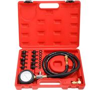 FreeTec Tester Pressione Olio, 0-140 PSI Manometro Pressione Olio Motore, Kit Misurazione Pressioni Oli, Attrezzo Prova Pressioni Oli Auto con Tubo e Adattatori per VW BMW Opel Ford Fiat (Rosso)