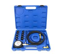 FreeTec Tester Pressione Olio, 0-140 PSI Manometro Pressione Olio Motore, Kit Misurazione Pressioni Oli, Attrezzo Prova Pressioni Oli Auto con Tubo e Adattatori per VW BMW Opel Ford Fiat (Blu)