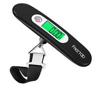 FREETOO Bilancia Digitale pesa Bagagli Valigie con Funzione di Tara Batteria Inclusa per Viaggi All'aperto Casa 110 lb / 50 kg Capacità (Nero)