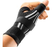FREETOO Rizoartrosi Tutore Pollice Destro e Sinistro Ergonomico per Tendinite, Tutore per Pollice a Scatto per Giorno e Notte, Stabilizzatore Pollice per Frattura, Artrite, Lesione (L/XL Bianco/Nero)