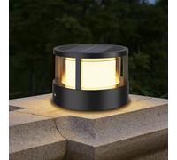 FREEUP Lampione Solare LED Esterno, Luce Solare da Esterno,15W Lampade Solari da Giardino con Sensore Crepuscolare, Ip65 Impermeabile Lampioni da Giardino, Alluminio, Bianco Caldo, Nero
