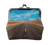 Freeway Highway Road in The Desert Print Coin Purse per uomo donna pelle Kiss Lock piccolo sacchetto portamonete