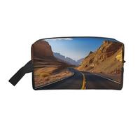 Freeway Highway Road in The Desert Print Toiletry Bag per donne e uomini borsa da viaggio borsa per il trucco di grande capacità sacchetto cosmetico sacchetto di immagazzinaggio