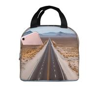 Freeway Highway Road nel deserto Borsa termica per il pranzo per donne e uomini riutilizzabile portatile Lunch Box a prova di perdite Borsa termica per il pranzo con tasca frontale per viaggi, picnic