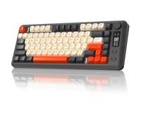 FREEWOLF M75 Tastiera wireless dual-mode, Bluetooth+2.4G, controllo tramite manopola e display, 82 tasti compatti PBT con gradiente, luce arcobaleno,QWERTY, anti-ghosting completo per Mac/Win-Shimmer