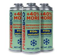 FREEZECO 2 in 1-3 lattine R134a, refrigerante di ricambio per il riempimento di condizionatori d'aria per auto 1995-2016, 235 g