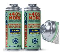 FREEZEECO Refrigerante di ricambio r134a per condizionatori auto, 2 lattine 2 in 1, 235 g