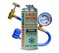 FreezeECO Set da 2 pezzi: gas 2 in 1 con olio refrigerante 235 g tipo A + tubo manometro 15/30 cm tipo A [R134a/R12 equivalente - Auto 1995 - 2016] tipo A (11,5 mm) 235 g