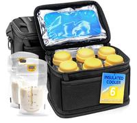 FreezeN'Go Borsa Termica Latte Materno e Biberon, Compatibile con Bottiglie Medela Express e Sacche Conservazione, Borsa Frigo Congelabile con 6 Impacchi di Ghiaccio Integrati, Manico e Tracolla