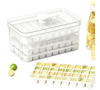 Freezer Ice Bin With Lid - 3-Tier Press-Type Icy Mold Maker, 96-Grid Cube | Party Ice Making Tray for Home Kitchen Apartment Dormitory Camping Party Beverage Coffee Cocktail