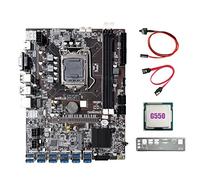 Frefgikty Scheda madre nera+G550 CPU+ SATA+Supporto Switch 2XDDR3 RAM USB3.0 B75 12USB Minatore Scheda Madre
