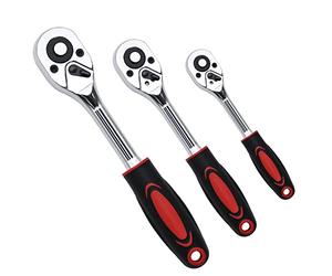 Frefgikty Set di 3 chiavi a cricchetto da 1/4", 3/8", 1/2", set professionale a cricchetto resistente