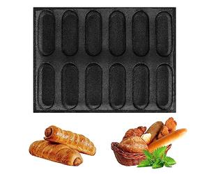 Frefgikty Stampo per pane francese perforato antiaderente in silicone, per hot dog, stampi per pane