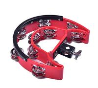 Frefgikty Tamburello a doppio lunare Tamburello Jazz Drum Ritmo Tamborino Accessori per strumenti a percussione - Rosso