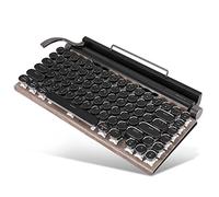 Frefgikty Tastiera retrò per macchina da scrivere fili Bluetooth tastiera USB meccanica punk keycaps per desktop PC/laptop/telefono-color legno