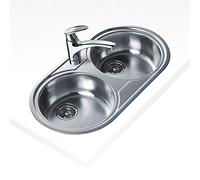 FREGADERO DR-80 2C 1Ø Fregadero inox 2 cubetas redondas, 140mm, Øgrifo, Mueble 80