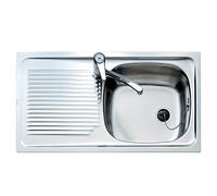 FREGADERO E/50 1C 1E REV Encastre, fregadero inox cubeta y escurridor, 150 mm, válvula 1½ con tapón, Mueble 45