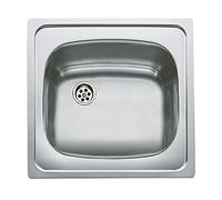 FREGADERO E/50 1C Encastre, fregadero inox cubeta, 150 mm, válvula 1½ con tapón, Mueble 45