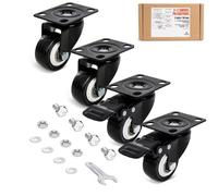 FREGAT Set di 4 rotelle in poliuretano da 5,1 cm, 2 bloccaggio, montaggio a | Capacità di 199,6 kg, cuscinetti a sfera, ruote non marcanti, hardware M8 incluso