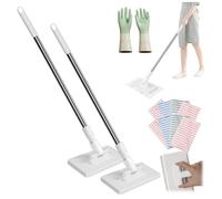 Fregona Antipolvo Desechable, Fregona Antipolvo Desechable Con 4 Paños Reutilizables, Disposable Dust Mop 39" Long Handle for Multi-Surface Floor Cleaning(2pcs+8Rags)
