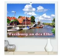 Freiburg an der Elbe (hochwertiger Premium Wandkalender 2026 DIN A2 quer), Kunstdruck in Hochglanz: Das malerische Freiburg an der Elbe und sein Hafen