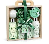 Freida and Joe Cestino da spa deluxe al gelsomino e rosa bianca, set da 7 pezzi con gel doccia, lozione per il corpo, sali da bagno, esfoliante per il corpo, pompa da bagno e spugna