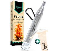 freigeist® - Tubo di soffiaggio telescopico in acciaio inox con bocchino, per sopravvivenza, campeggio, bushcraft, con sacchetto di trasporto e confezione regalo