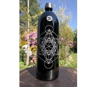 Freiglas Bottiglia da 1 l, in vetro di mirone/viola "Metatron Cube", geometria sacra, metatrone, bottiglia di vetro, bottiglia d'acqua